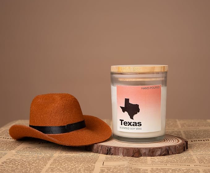 Texas Gifts, Texas Themed & Souvenirs Gifts, Home Sick Sandalwood Scented Candle, Natural Soy Wax & Natural Essential Oils