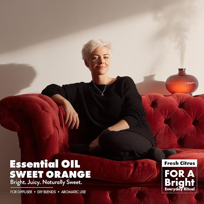Organic Sweet Orange Essential Oil | 100% Pure & Natural Citrus sinensis Peel Oil with Fresh Sweet Citrus Aroma | for Diffuser, Candle Making & DIY Aromatherapy Blends, 0.34 fl oz