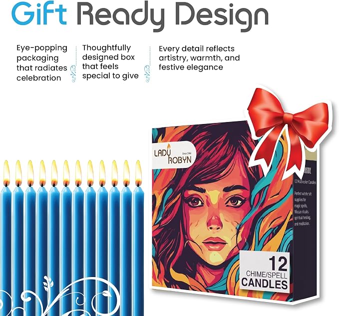 Box of 12 Sky Blue Candles | 4 inches Dripless Paraffin Wax Candles | Witchcraft Supplies for Your Personal Wiccan Altar, Spells, Charms & Intentions | Witchy Room Decor | Taper Candlesticks