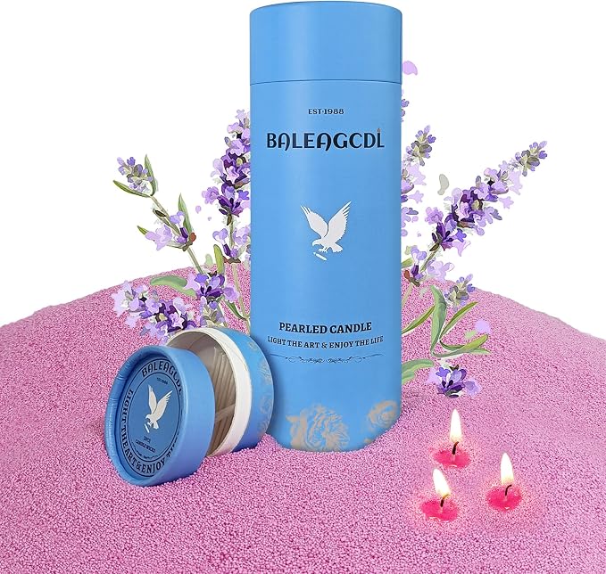 Dusk in Provence Purple Pearled Candle, 18 Oz 120 Hours Long Burning Lavender Scented Sand Candle with 30 Wicks, Refillable Pearled Wax, Clean Burning, Ideal DIY Gifts for Mom