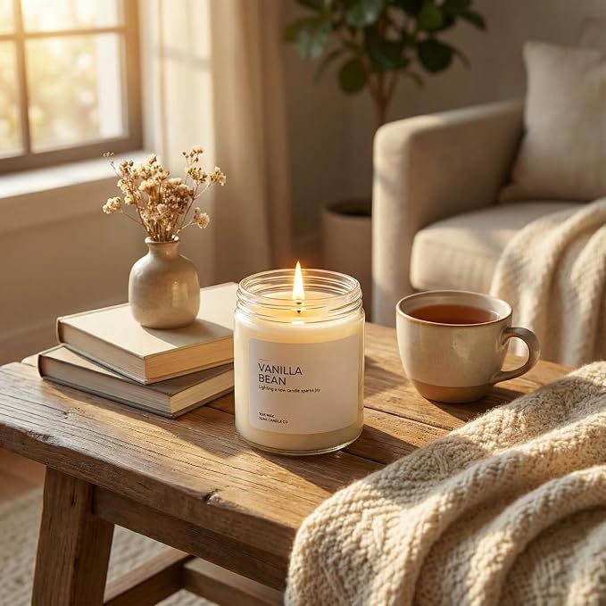 1OAK Vanilla Bean Candle - Vanilla Candles for Home - Soy Wax Scented Candles - Hand-Poured (7oz.)