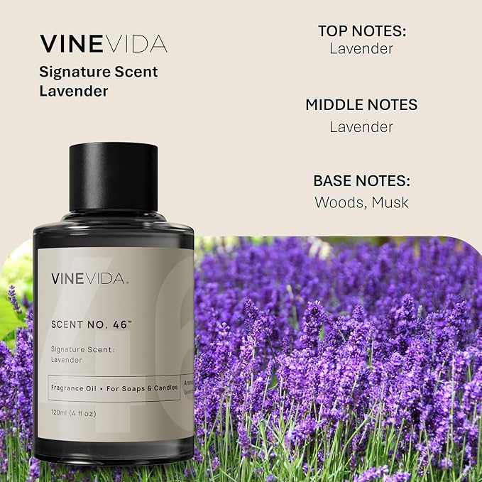 VINEVIDA [4oz] Lavender Fragrance Oil for Candle Making and Soap Making - Premium Candle Scents for Soy Candles