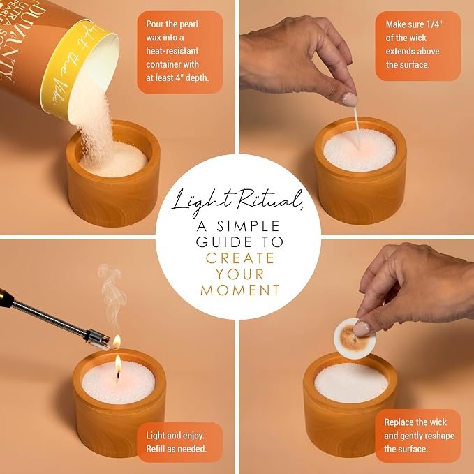 Vanilla and Cinnamon Blend – Refillable Pearled Candles Sand and Wicks, 17.6oz Sand Candle for Home Decor, Long Lasting Aroma up to 120 Hours | Warm Spiced Scent to Light the Vibe