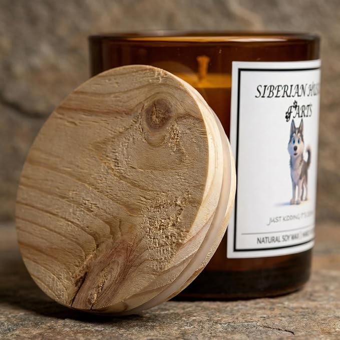 Siberian Husky Gifts for Women | Birthday Gifts for Mom | Light When Dog Farts Candle | Cedar By Natural Soy Wax | Pet Safe Friendly Memorial Candles for Home Scented Household Essentials