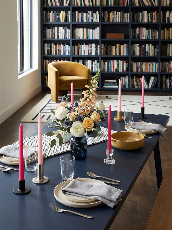 10" Classic Taper Candles, Three Pink Shades, 7-8 Hours Long Burning, Unscented Tall Candlesticks