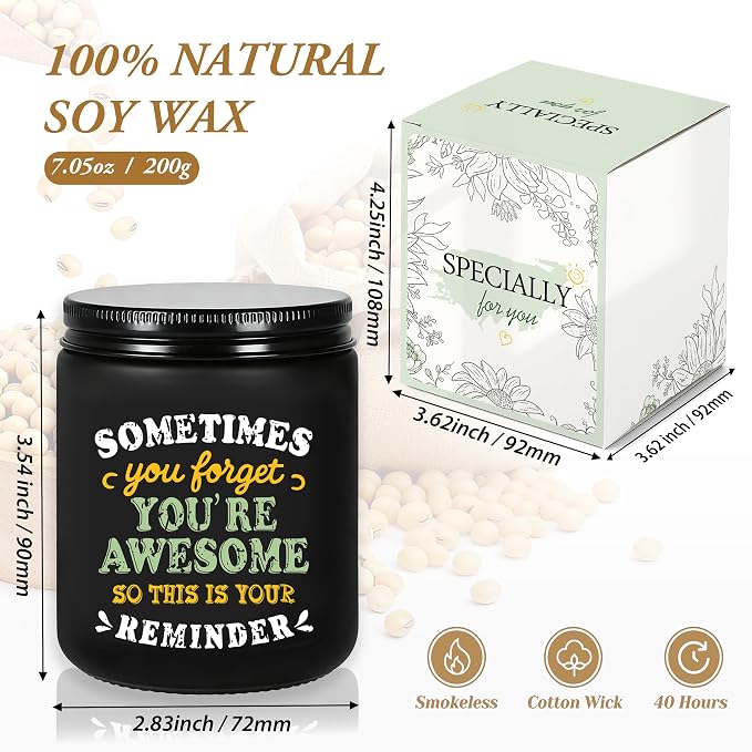 Birthday Gifts for Women, Christmas Thank You Encouragement Gifts for Daughter Wife Sister Mom Friend, Inspirational Office Gift for Coworker Employees, Funny Lavender Scented Candle - Black