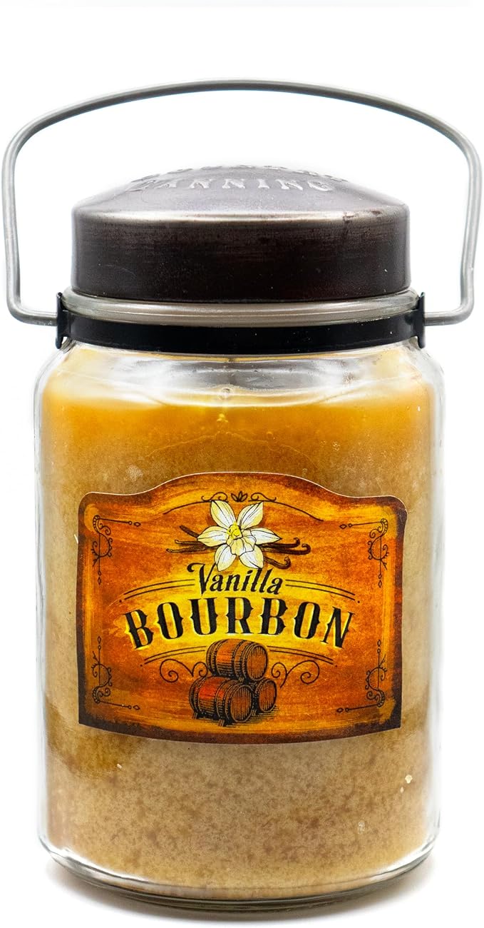 McCall’s Candles | Vanilla Bourbon | 26 oz Scented Candle | USA-Poured | Vintage Rustic Jar with Carrying Handle | Warm Spiced Bourbon Fragrance
