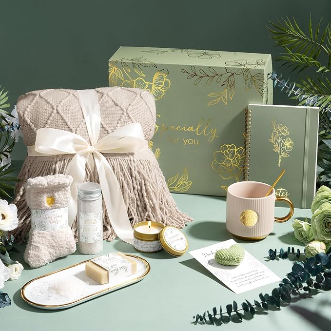 Self Care Gifts for Women Get Well Soon Gift Baskets, Birthday Gifts for Women Spa Basket Care Package, Sympathy Inspirational Thinking of You Unique Gift Set for Mom Her Wife Girlfriend Sister Friend