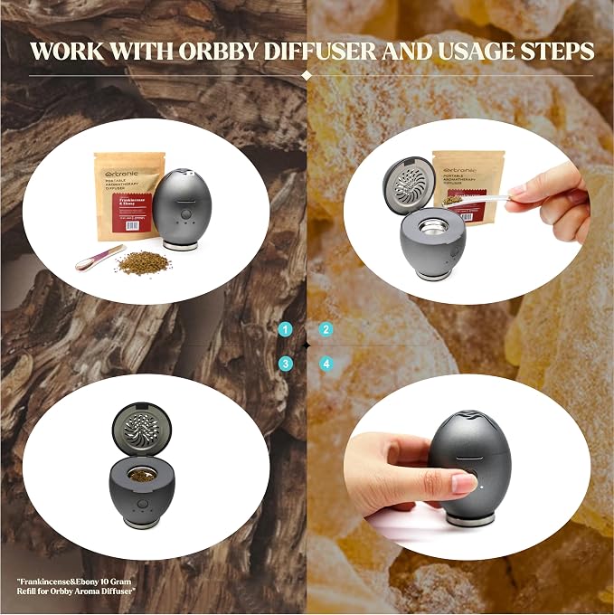 Aroma Diffuser-Compatible Scent Granule Starter Kit: Frankincense, 10g, Refills for Orbby Incense Burner