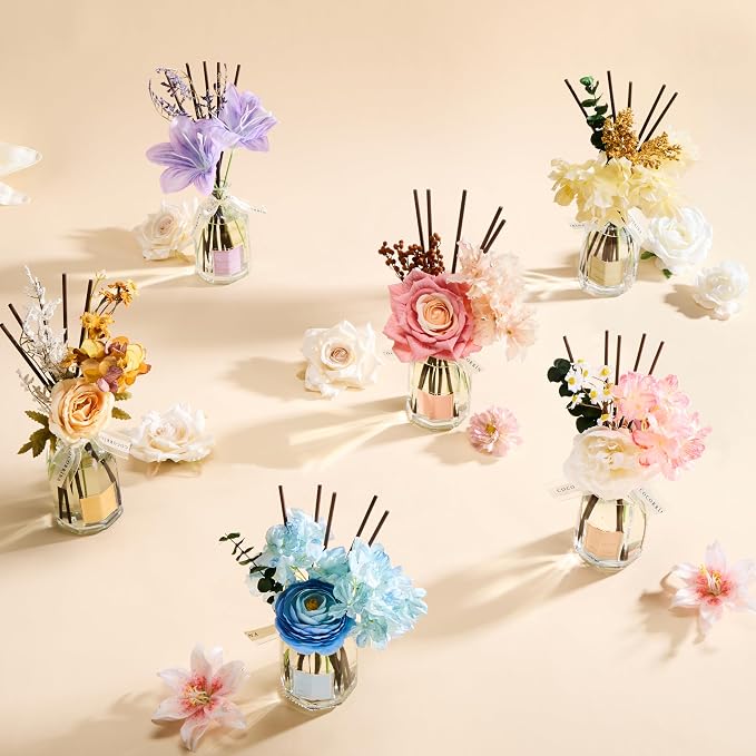 COCORRÍNA Reed Diffuser - Neroli Vanilla 8.5 Fl.oz Flower Reed Diffuser with Sticks, Bedroom Bathroom Shelf Decor (Floral Basket Collection)