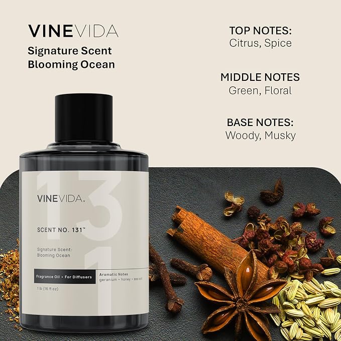 VINEVIDA [16 Oz] Inspired by: Blooming Ocean; Diffuser Oil Refill | Premium Scent Diffuser Oil for Home | Non-Toxic Fragrance
