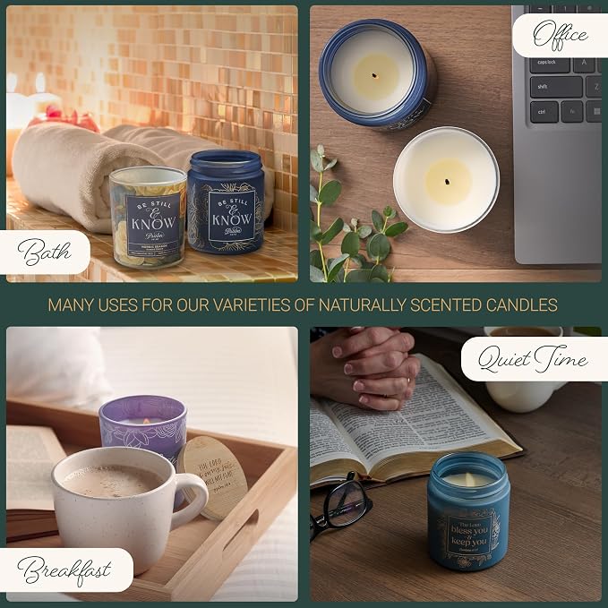Christian Art Gifts Soy Wax Scented Candle: Honeycrisp Orange Scent, Wildflowers Grow Bible Verse, Pure Essential Oils, 4.5 oz, Up to 20 Hours Burn Time, Glass Jar w/Bamboo Lid, Encouragement Gift