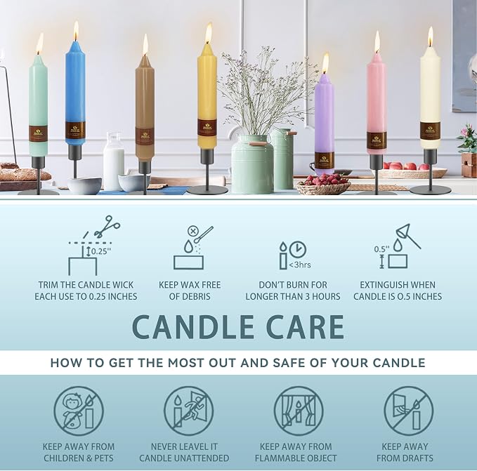 Pastel Short Taper Candle 7 Inch Candlesticks Unscented Dripless Tapered Candle Set for Home Decor Wedding Party Dinner Candles, 4 Pack