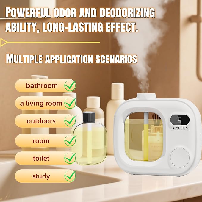 Waterless Essential Oil Diffuser Portable Cordless Aromatherapy Scent Machine for Home Office Car Large Room Battery Powered Ultrasonic Diffuser with 5 Mist Modes for Bedroom Classroom Travel