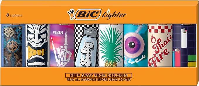 BIC Special Edition Cutting Edge Series Lighters, Set of 8 Lighters