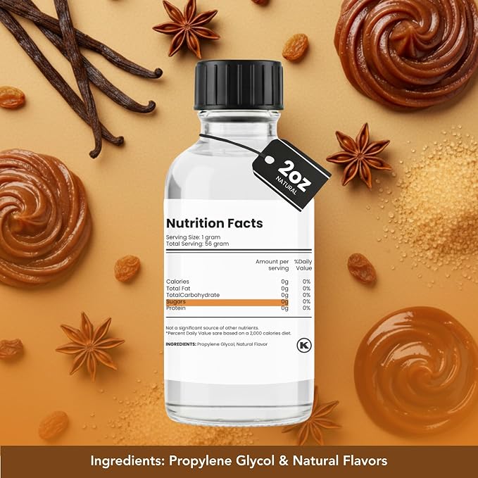Dolce Flav Natural Rum Extract – 2 Ounce Water-Soluble Kosher, Sugar-Free, Concentrated Dark Rum Flavoring for Baking, Cocktails & Desserts, Includes Measured Dropper