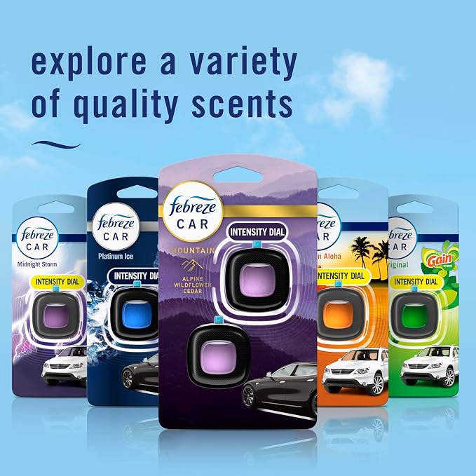 Febreze Car Mountain Scent Air Freshener Vent Clip,.07 oz,(Pack of 4)