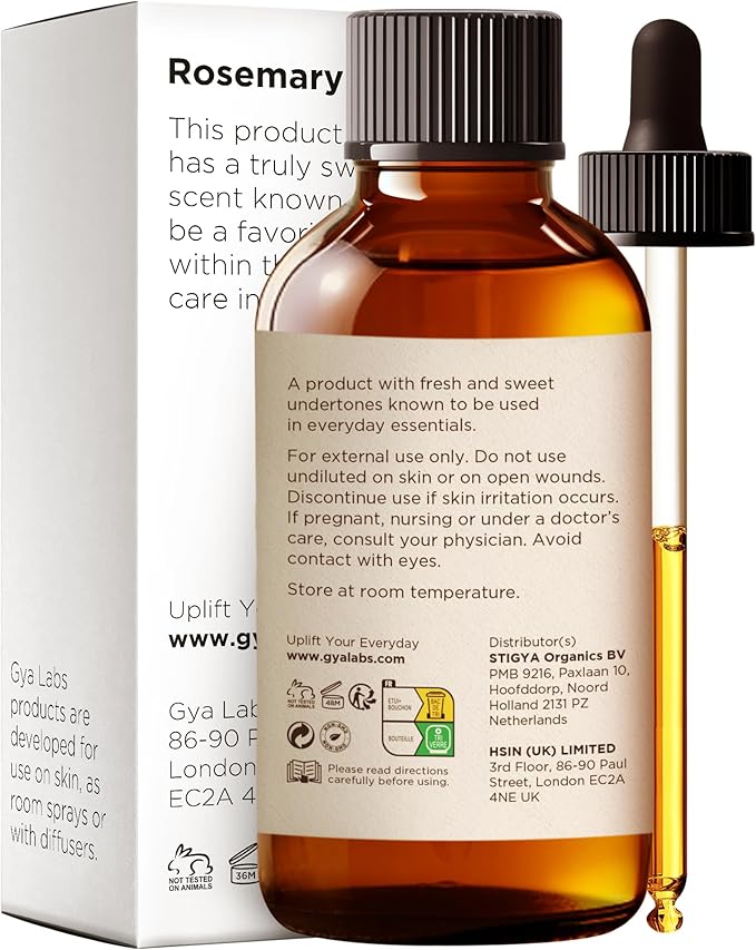 Gya Labs Rosemary Essential Oil for Hair – Huge 4 Fl Oz – Premium Grade Essential Oils for Diffuser, Aromatherapy, Hair Care, Skin Care, Body, Massage & DIY Candle Making Scents