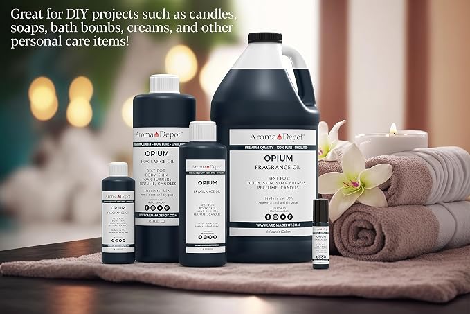 Aroma Depot Opium 4 oz. Fragrance Oil I Perfume I Skin Oil I Scented. DIY Projects Such as Candles, Bath Bombs, Body Butters, Creams & Lotions. Few Drops in The Diffuser, Burners, or Warmers.