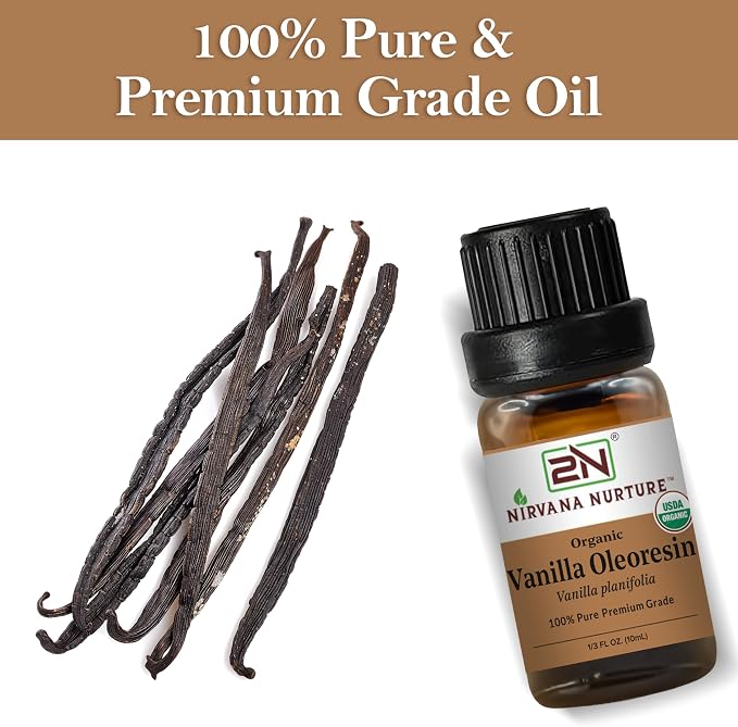 Vanilla Oleoresin, USDA Certified Organic, 100% Pure Undiluted, Aromatherapy Oil for Diffuser, Hair & Skin Care