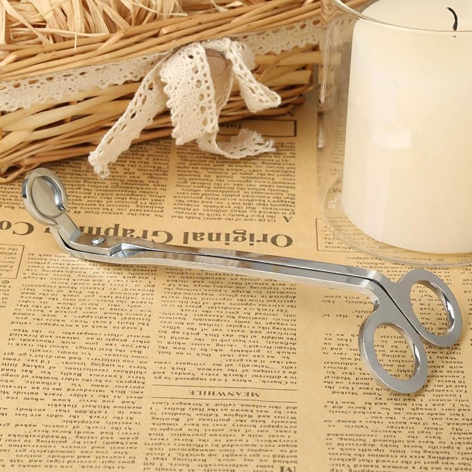 MUXSAM Candle Wick Trimmer, Candle Wick Cutter, Candle Scissors Cutter, 1-Pack Stainless Steel Wick Clipper Scissor Candle Tool for Trim Wick to Burn, Reduces Soot (Silver)