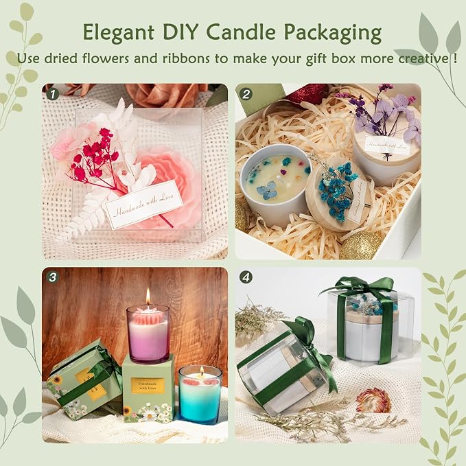 ZEROMX Candle Making Kit for Adults & Beginners - Full DIY Set with 1200g Soy Wax, Jars, Dyes, Floral Molds, Gift Packaging - Christmas Gift Idea for Holiday Gifting, Perfect Handmade Home Decor