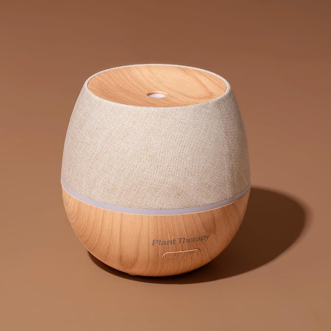 Plant Therapy Home Drift Linen Essential Oil Diffuser, Stylish Linen Cover Adds a Soft, Natural Touch to Any Space, Intermittent & Continuous Mist, Color-Changing Light, 320 Square Feet Coverage