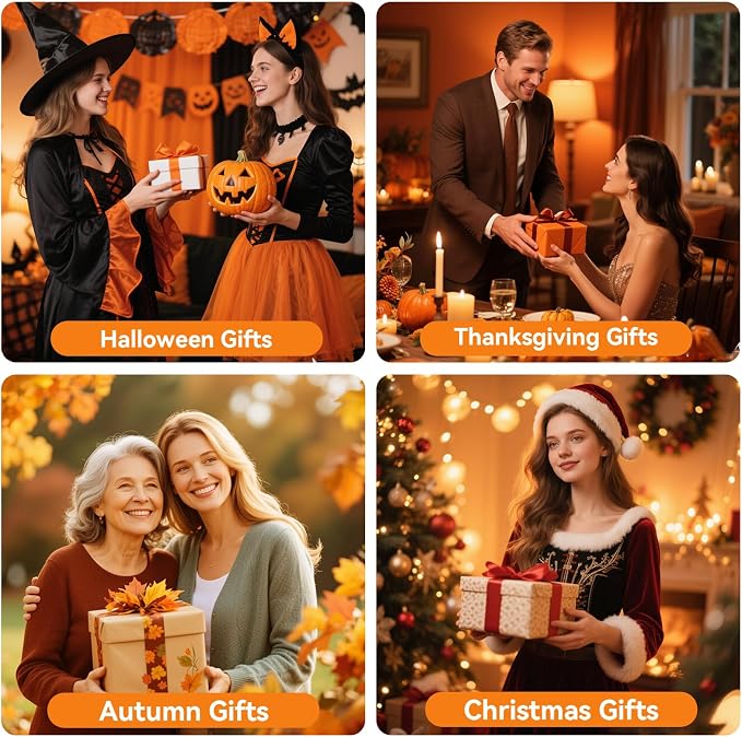 Flameless Candles Lights, Set of 3 Orange Flickering LED Candles with Remote & Timer, Dimmable LED Pillar Candles Battery Operated, Electric Candles for Fall Halloween Thanksgiving Decor (Orange)