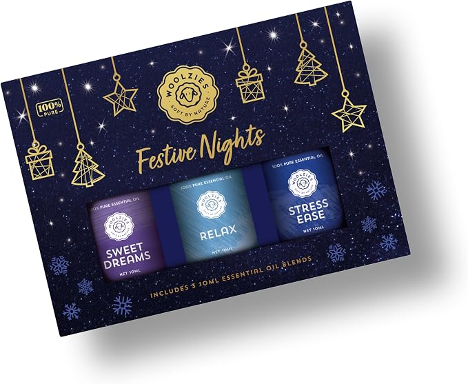 Festive Nights Essential Oil Blend Set | Sweet Dreams, Relax & Stress Ease | Aromatherapy Oils for Diffusers & Calming Holiday Scents | Gift Set of 3