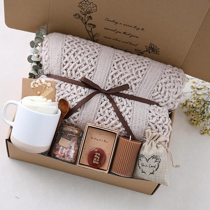 Get Well Soon Gift Baskets for Women - Earth Tone Self Care Package - After Surgery, Sympathy Gifts for Loss of Loved One, Thinking of You/ Mothers Day/ Grief /Bereavement /Miscarriage Gifts for Women