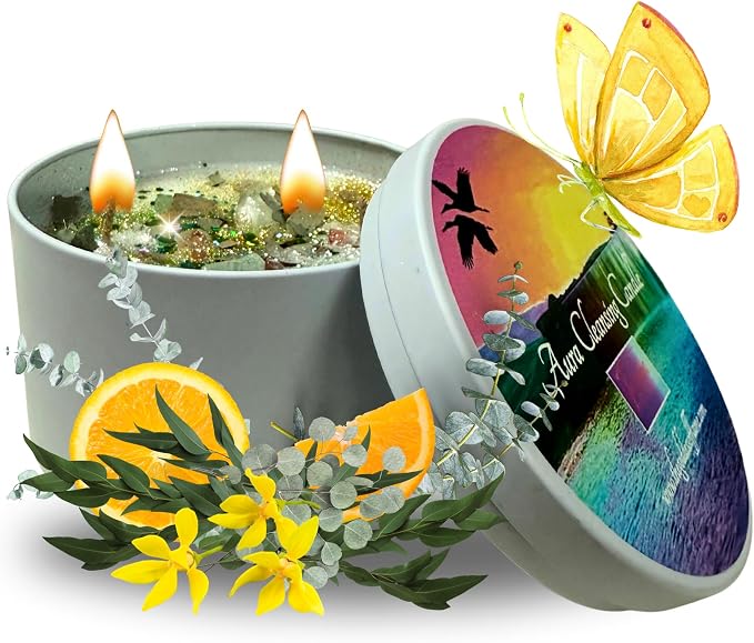 – Aura Cleansing Candle | Spiritual Soy Wax Ritual Candle for Energy Clearing, Protection & Healing | Wiccan, Pagan, Hoodoo, Conjure & Reiki Practices (Large 14oz)