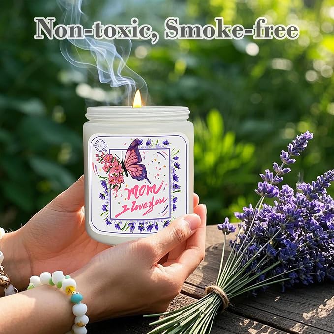 Gifts for Mom, Lavender Eucalyptus Scented Candles for Home Scented, Soy Wax Aromatherapy Candle, Non Toxic, 50 Hour Long Burning, Birthday, Thanksgiving, Mothers Day Gifts (Mom I Love You, Pink)