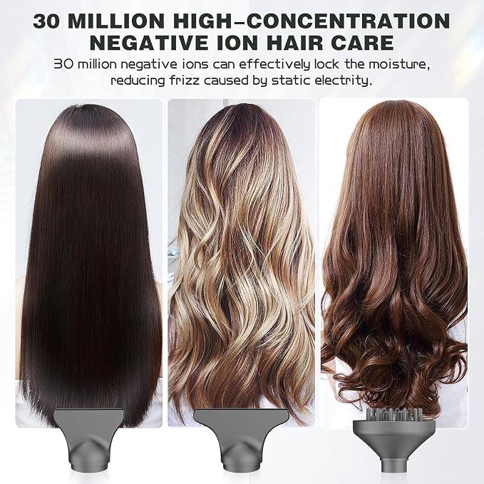 slopehill Professional Ionic Hair Dryer with Diffuser - Lightweight, Compact, Powerful & Fast Salon Blow Dryer with High Speed Brushless Motor for Travel, Women & Men Ceramic, Black