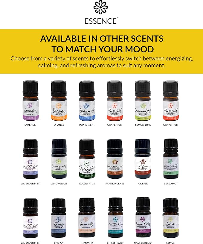 Essence Pearl Travel Case | Lemon Essential Oil | Aromatherapy Nasal Diffuser & Essential Oil Carrying Case | Uplifting Lemon Oil Scent | Travel-Friendly Kit | Black Pod