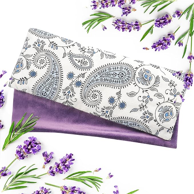 Lavender Eye Pillow for Relaxation, Yoga, Sleep – Weighted Eye Mask for Headache, Sinus, Aromatherapy Moist Heat Compress, Meditation Accessory, Relaxation Gift for Women (Purple)
