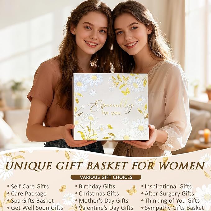 Birthday Gifts for Women Care Package Get Well Soon Gift Baskets, Unique Self Care Spa Gift Set for Women, Mothers Day Thinking of You Inspirational Gifts for Womens Mom Her Friends Sister Teen Girls