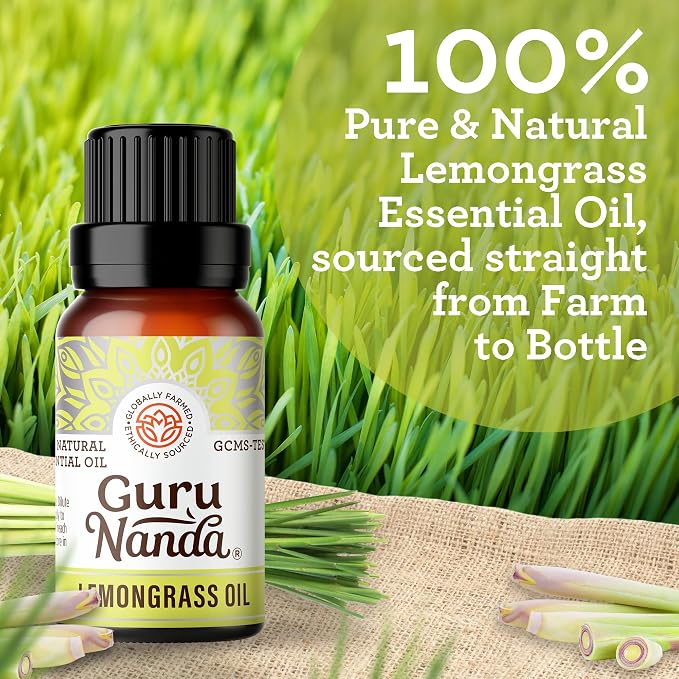 GuruNanda Lemongrass Essential Oil (0.5 Fl oz), 100% Pure, Undiluted Aromatherapy Oil for Diffusers