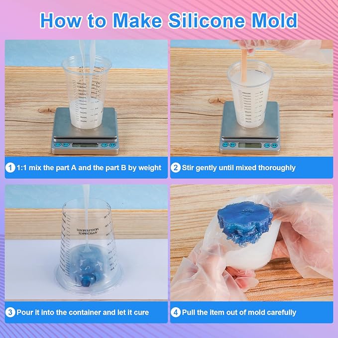Silicone Mold Making Kit, 70.5oz 15A Elastic Liquid Silica Gel for Casting Resin molds and Candle & Soap Mold,Fast Cure Translucent Platinum Silicone Rubber