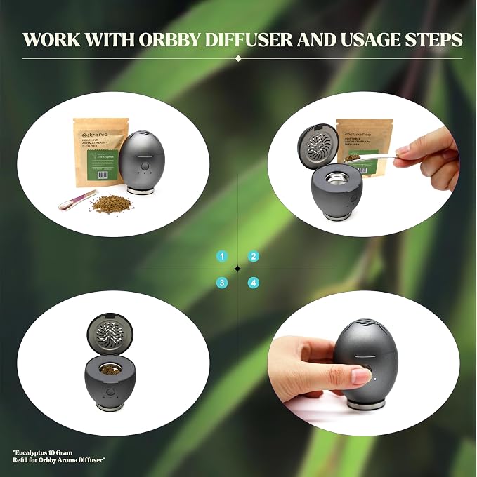 Scenti Ment Scent Diffuser Starter Kit: Aromatherapy Scented Pellets of Eucalyptus, 10g, Anxiety Relief Items,Sleep Well, Refills for Orbby Incense Burner