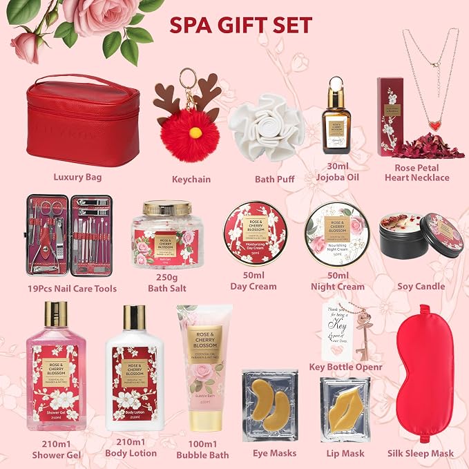 36Pcs Moisturizing Rose Bath and Body Gifts Skin Care Spa Gift Set for Women