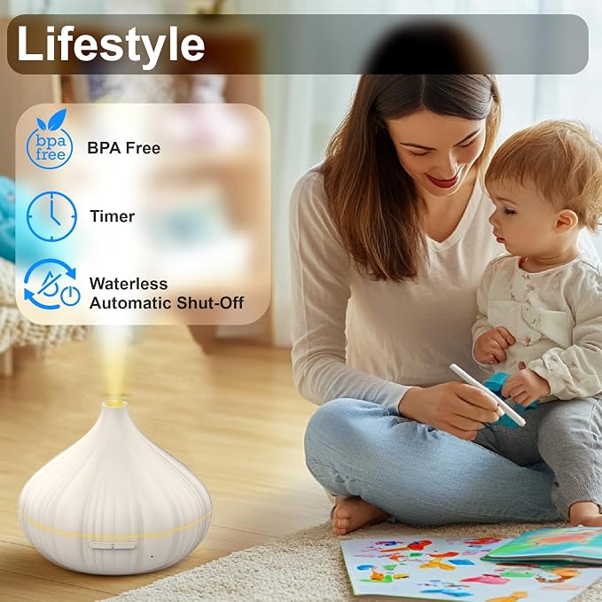 Essential Oil Diffuser, JANDIP 400ml Scent Diffuser with waterless auto Off and Timer Functions, Mist humidifier with Lighting, eco-Friendly Materials, Perfect for Office and Home.