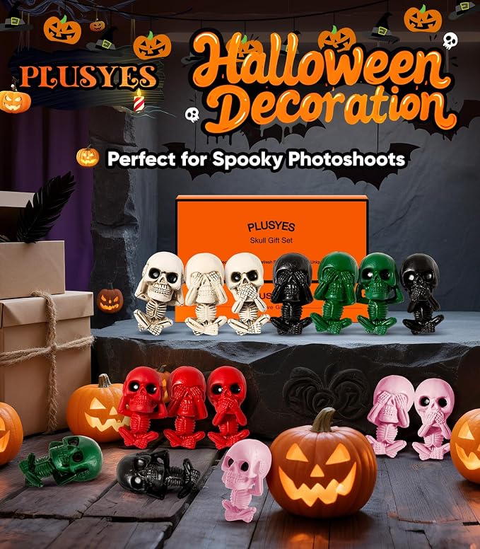 Skull Car Air Freshener Vent Clips, Goth Decor Interior, Gothic Halloween Cool Decoration Horror Skeleton Dashboard Accessories Spooky, Cute Funny Gifts for Men Women