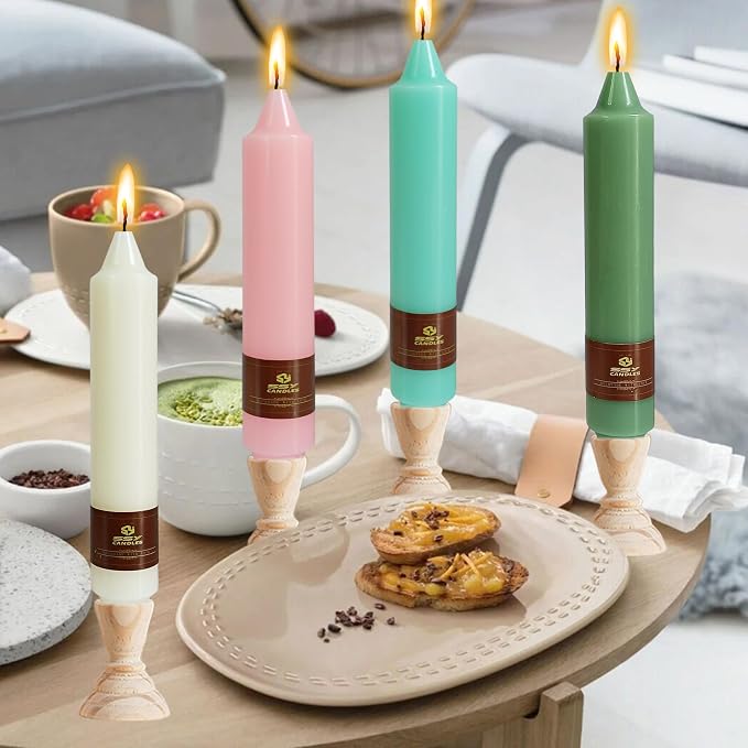 Pastel Candle Short Taper Candle 7 Inch Candlesticks Unscented Dripless Tapered Candle Set for Home Decor Wedding Party Dinner, 4 Pack