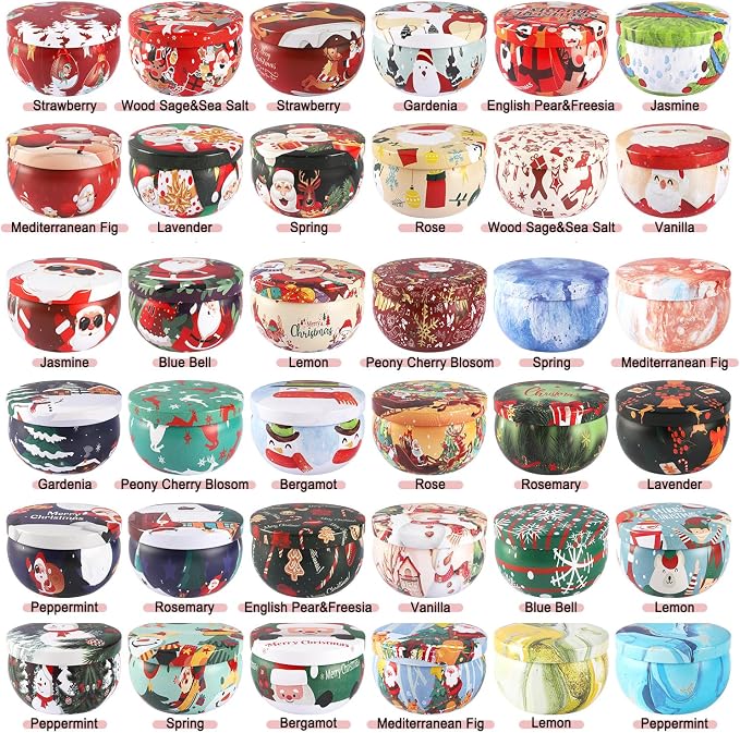 YOROXRG 36 Pack Christmas Scented Candles Gift Set 2.5oz Strong Fragrance jar Candles Natural Soy Wax Candles Portable Travel Tin Jar Candles Gifts for Home Scented Decoration Birthday Valentine'sDay