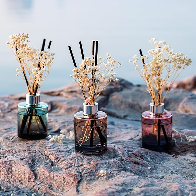 Brakula 3 Pack Reed Diffuser, Oil Diffuser Sticks, Fresh Linen, Eucalyptus&Wild Mint, Lavender Vanilla (4 fl oz Each Pack), Home Fragrance with 18 Sticks, Home Decor, Reed diffusers for Home