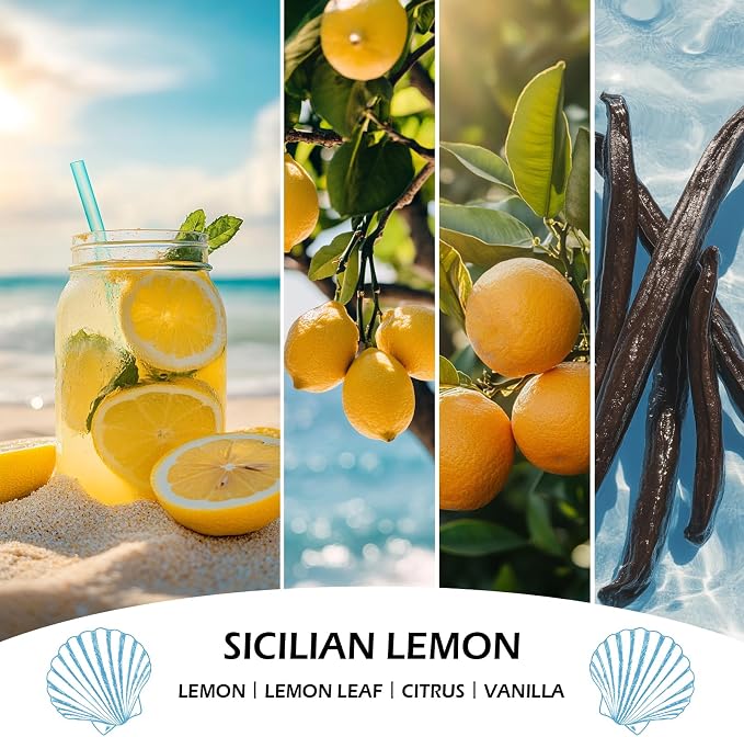 Sicilian Lemon Candles, 7oz Sicilian Lemon Scented Candle, Natural Soy Candles for Home Scented, Long Lasting with 50 Hour Burn Time, Gifts for Men Women