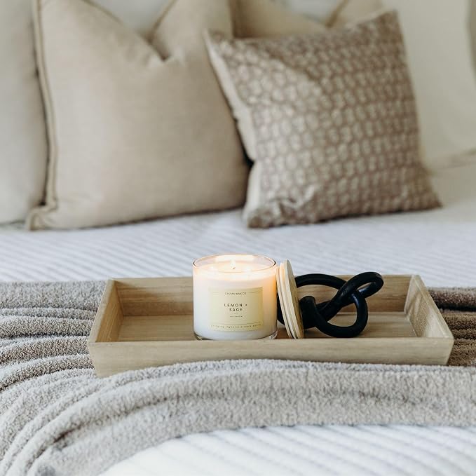 Calyan Wax Co. Lemon & Sage 3 Wick Scented Candle - 43 Hour Burn - Luxury 3 Wick Soy Candles - Soy Wax Candles - Long Lasting Large Glass Jar Candle for Home - 14.9oz