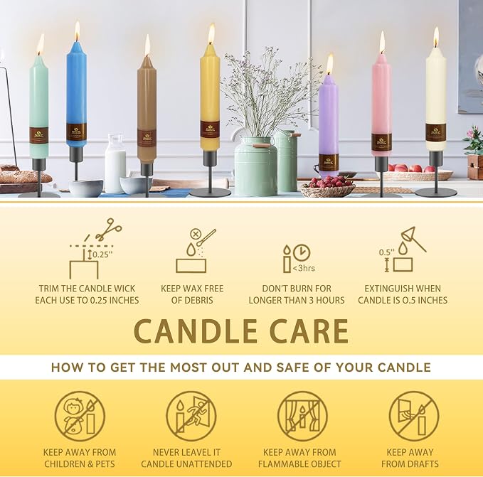 Beeswax Taper Candles 7 inch Beeswax Taper Candlesticks 4 PCS Short Candlesticks Smokeless Tapered Candle for Home Dinner Party Decoration - 8 Hour Burn Time