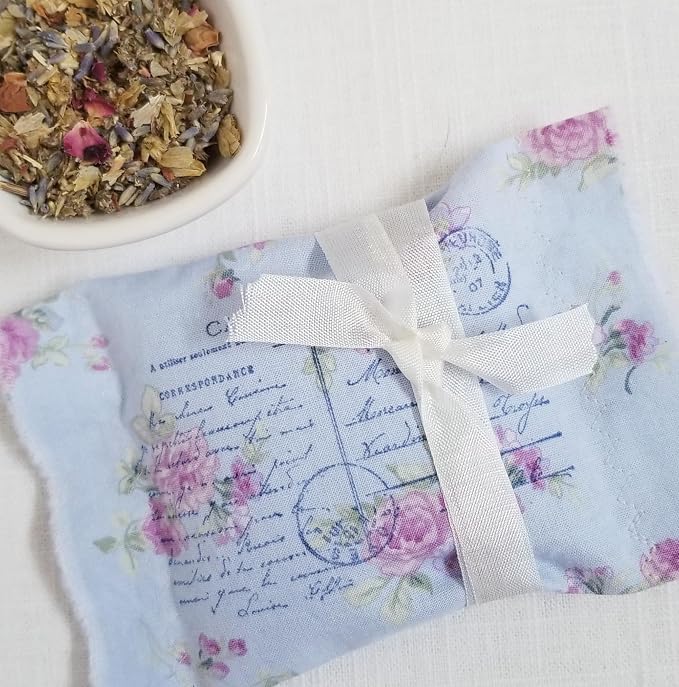 Herbal Dream Sachet for Restful Sleep – Handmade Dream Pillow with Herbs, Blend of Lavender, Chamomile & Hops | Peaceful Nighttime Relaxation Gift - Blue French Floral