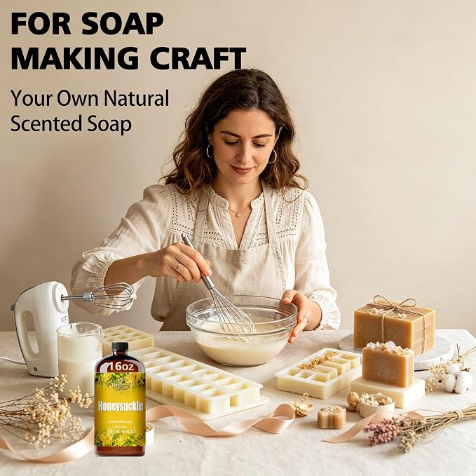Honeysuckle Essential Oil, Honeysuckle Oil 16 Fl Oz 480ml for Diffuser Yoga Soap & Candle Making – with 0.33 Oz Roller Ball & Funnel YHSESSE Essential Oils